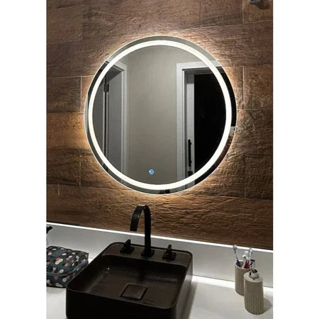 Espelho Redondo Jateado com LED e Botão Touch Screen